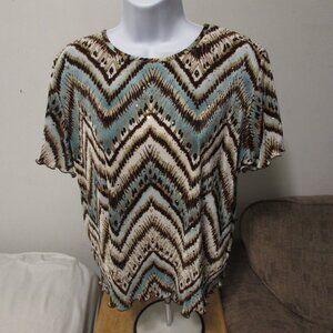 Alfred Dunner Womens Short Sleeve Blouse Sz PM